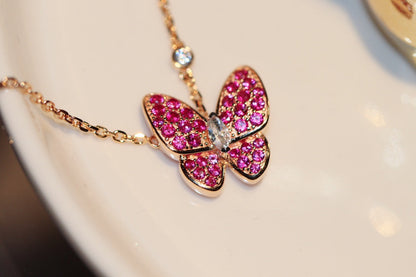 DIANA BUTTERFLY RED DIAMOND ROSE GOLD NECKLACE
