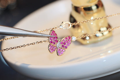 DIANA BUTTERFLY RED DIAMOND ROSE GOLD NECKLACE