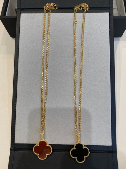 DIANA CLOVER 25MM NECKLACE GOLD CARNELIAN