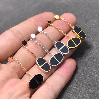 DIANA CHAINE VERSO BLACK CERAMIC SILVER EARRINGS