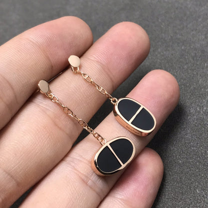 DIANA CHAINE VERSO BLACK CERAMIC SILVER EARRINGS