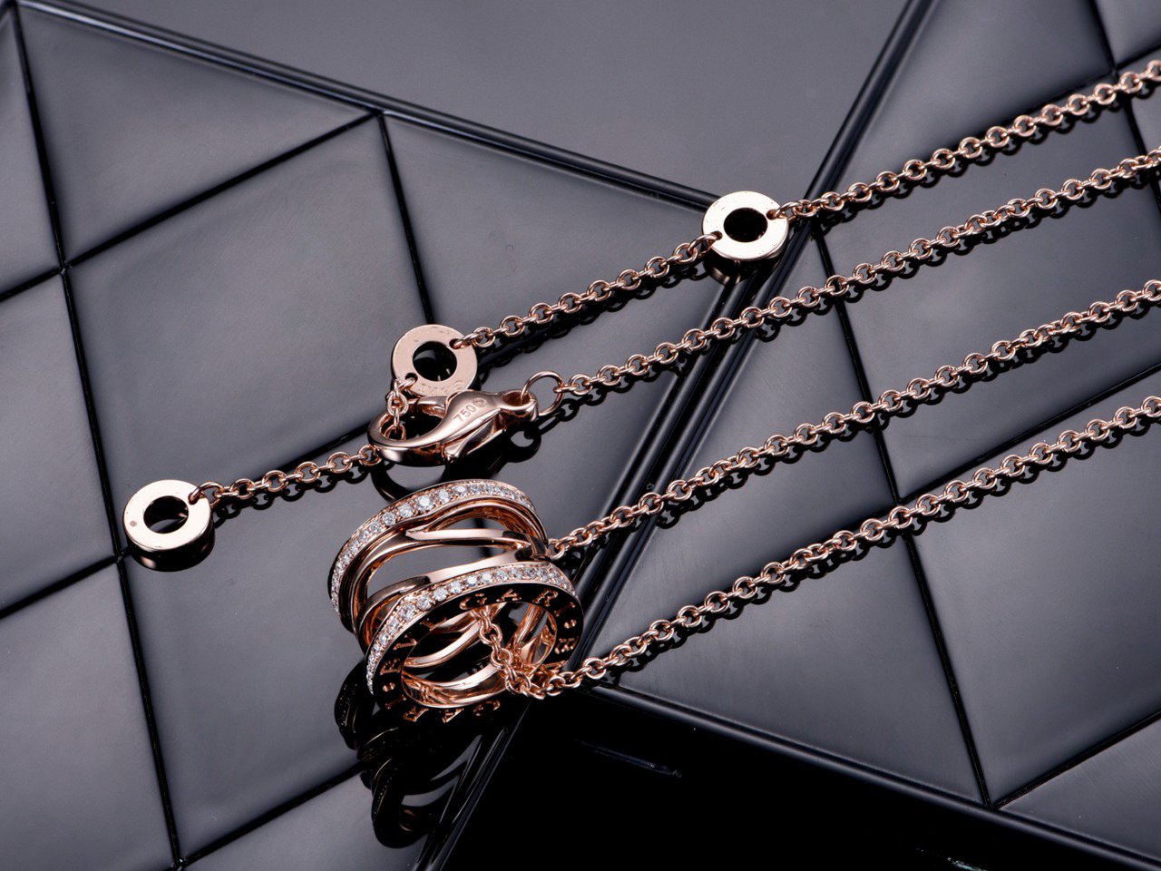 DIANA ZERO 1 PINK GOLD DIAMOND OPEN NECKLACE