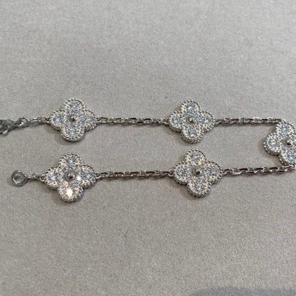 DIANA CLOVER 5 MOTIFS  DIAMOND BRACELET SILVER