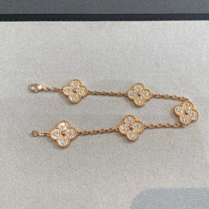 DIANA CLOVER 5 MOTIFS  FULL DIAMOND BRACELET
