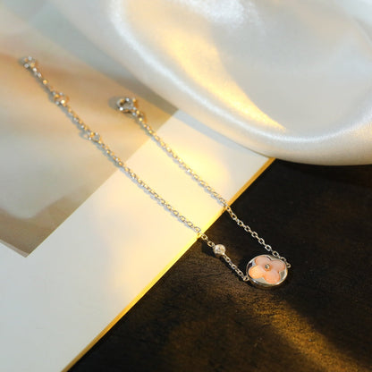 DIANA SUN MOTIF PINK MOP SILVER BRACELET