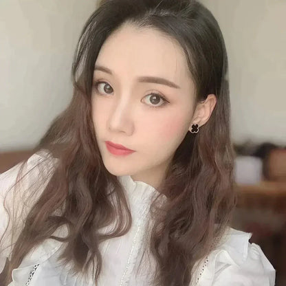 DIANA CLOVER MEDIUM 1 MOTIFS  ONYX STUD EARRINGS