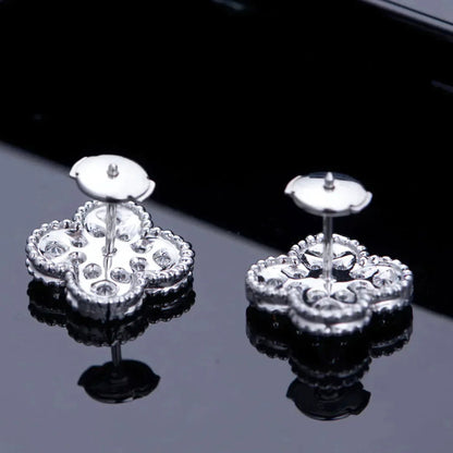 DIANA CLOVER 1 MOTIFS DIAMOND STUD EARRINGS SILVER