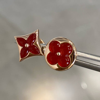 DIANA STAR AND SUN PINK GOLD CARNELIAN STUD EARRINGS