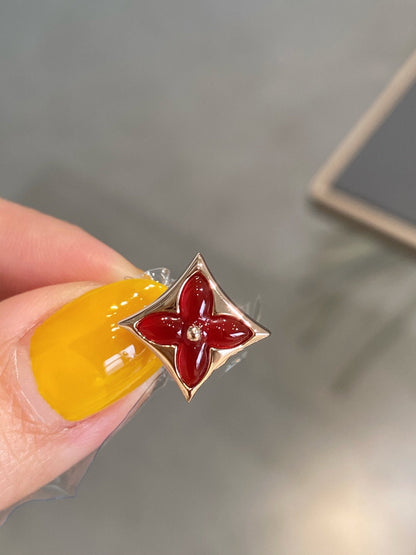 DIANA STAR AND SUN PINK GOLD CARNELIAN STUD EARRINGS