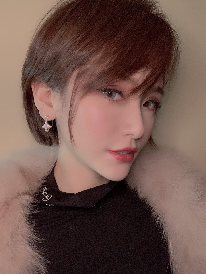 DIANA DOUBLE STAR PINK GOLD MOP DROP EARRINGS