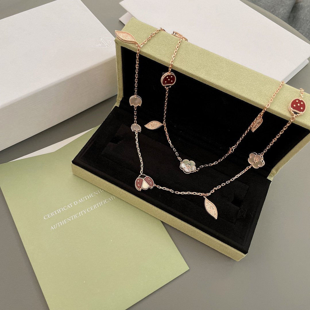 DIANA LUCKY SPRING 15 MOTIFS ROSE GOLD NECKLACE