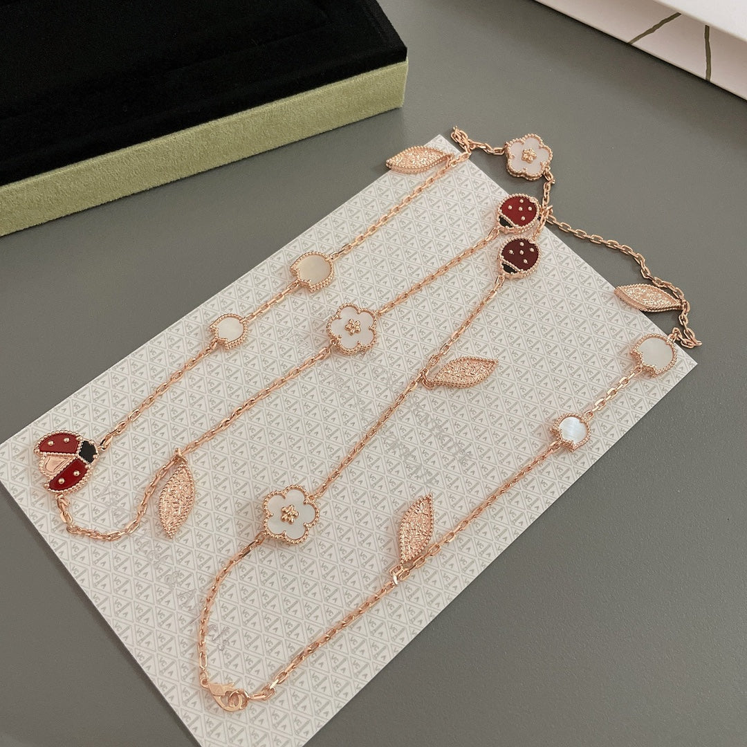 DIANA LUCKY SPRING 15 MOTIFS ROSE GOLD NECKLACE