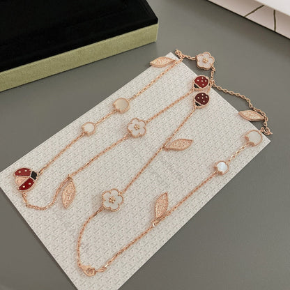 DIANA LUCKY SPRING 15 MOTIFS ROSE GOLD NECKLACE