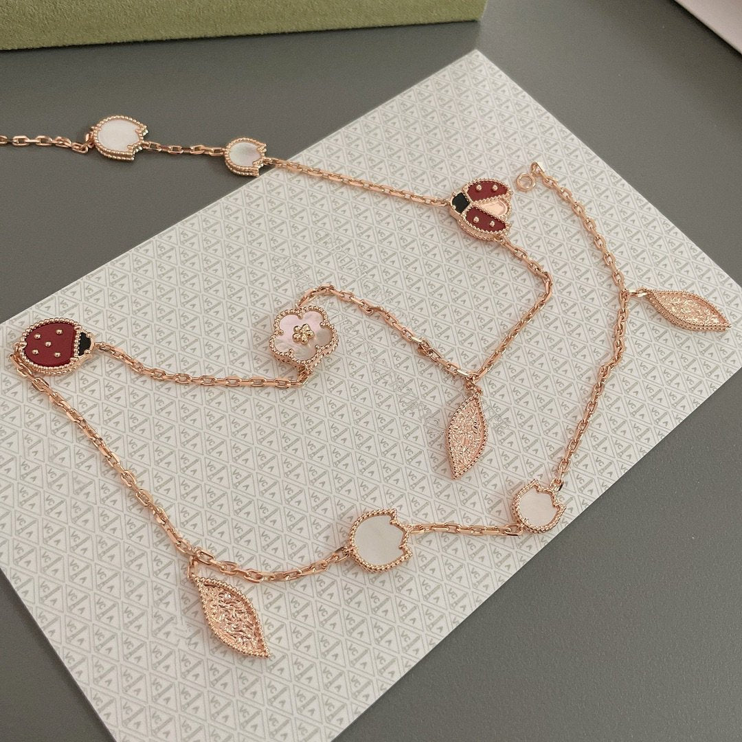 DIANA LUCKY SPRING 15 MOTIFS ROSE GOLD NECKLACE