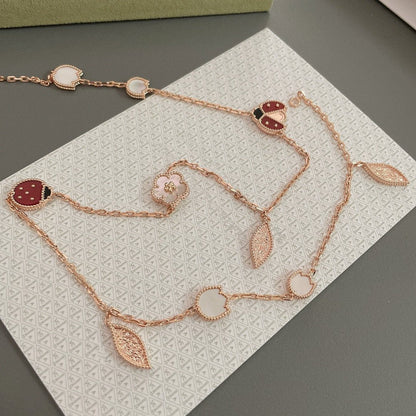 DIANA LUCKY SPRING 15 MOTIFS ROSE GOLD NECKLACE