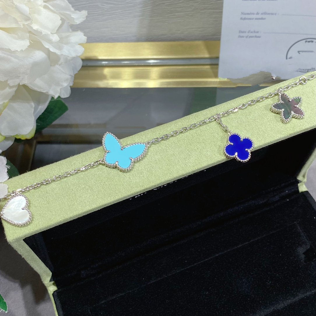 DIANA LUCKY SPRING SILVER BRACELET 4 MOTIF