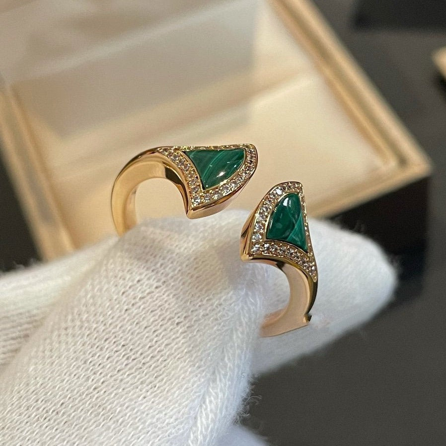 DIANA DREAM MALACHITE DIAMOND OPEN RING