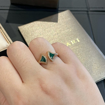 DIANA DREAM MALACHITE DIAMOND OPEN RING