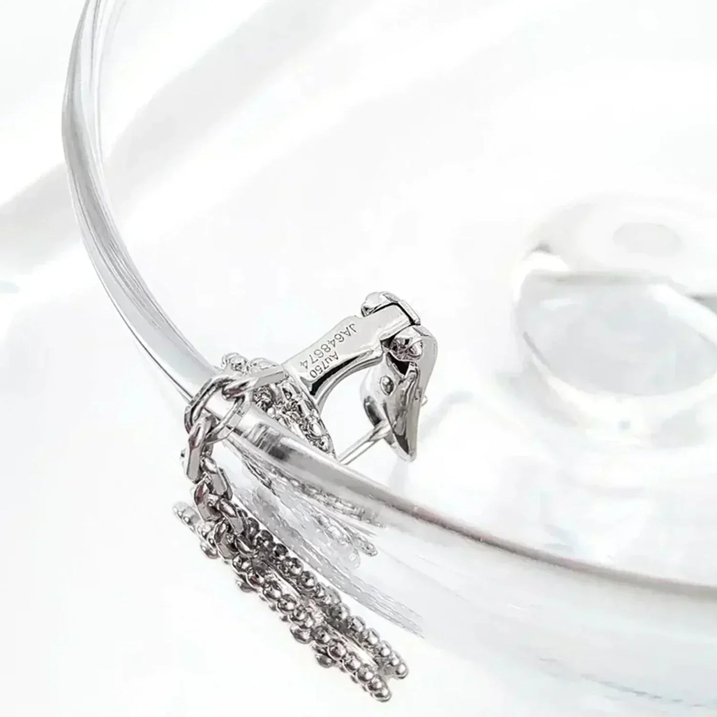 DIANA CLOVER 2 MOTIFS  DIAMOND ONYX EARRINGS SILVER