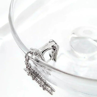 DIANA CLOVER 2 MOTIFS  DIAMOND ONYX EARRINGS SILVER