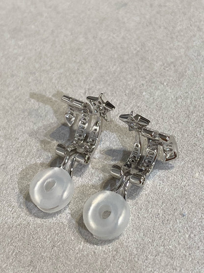 STAR DOUBLE ROW DIAMOND SILVER EARRNING