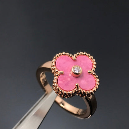 DIANA CLOVER RHODONITE ROSE GOLD RING