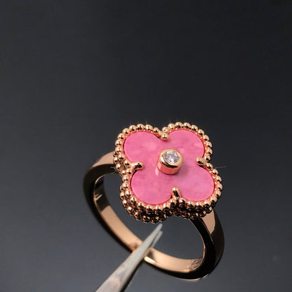 DIANA CLOVER RHODONITE ROSE GOLD RING