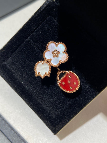 DIANA LUCKY 3 MOTIF ROSE GOLD RING