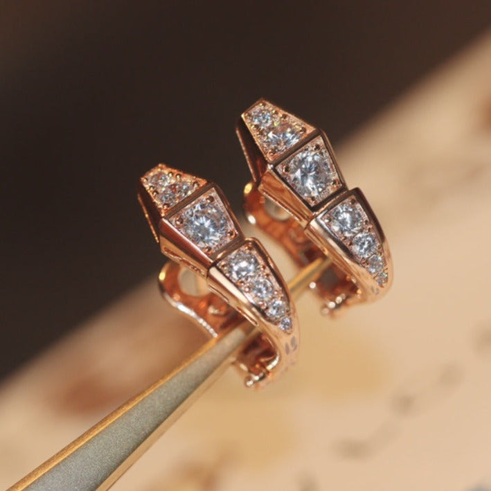DIANA SERPENT PINK GOLD DIAMOND EARRINGS