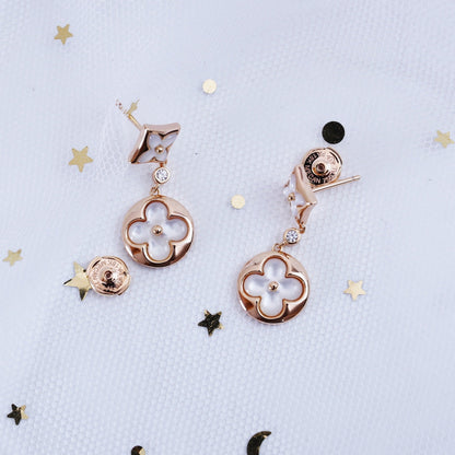 DIANA STAR AND SUN PINK GOLD MOP DROP EARRINGS