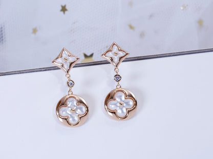 DIANA STAR AND SUN PINK GOLD MOP DROP EARRINGS