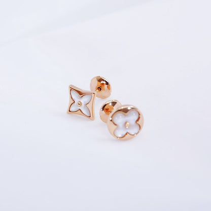 DIANA STAR AND SUN PINK GOLD MOP STUD EARRINGS