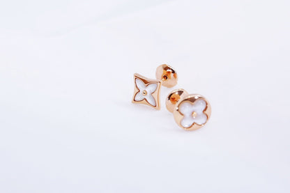 DIANA STAR AND SUN PINK GOLD MOP STUD EARRINGS