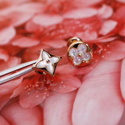 DIANA STAR AND SUN PINK GOLD MOP STUD EARRINGS