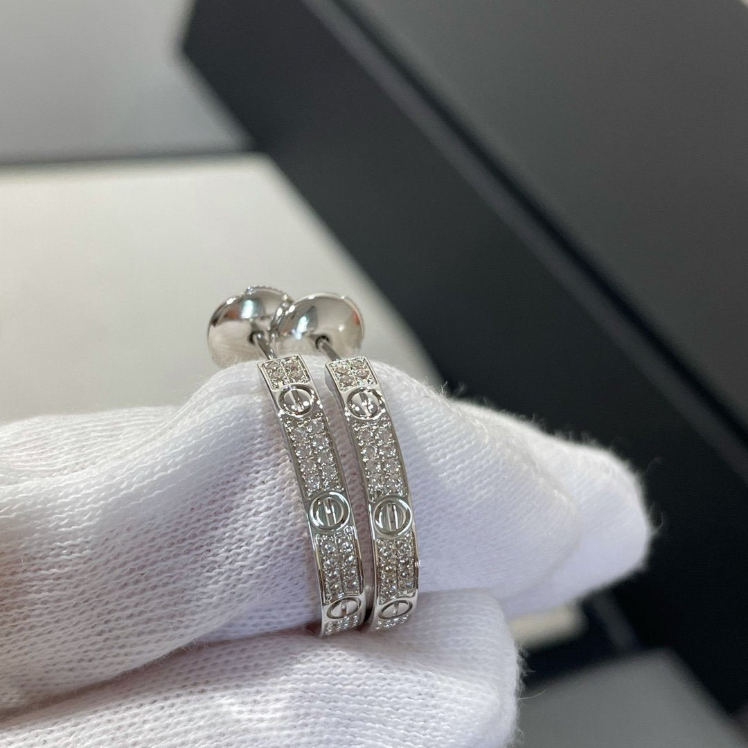 DIANA LOVE DIAMOND SILVER HOOP EARRINGS