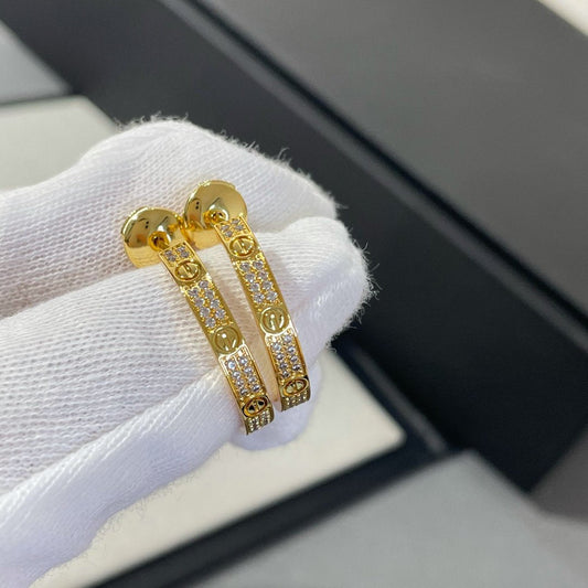 DIANA LOVE DIAMOND GOLD HOOP EARRINGS