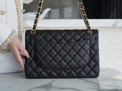 FLAP BAG JUMBO 30CM GOLD HARDWARE BLACK CAVIAR