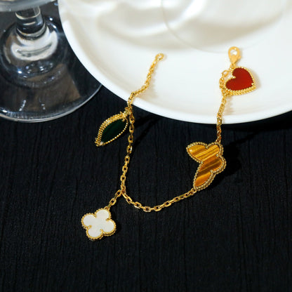 DIANA LUCKY SPRING 5 MOTIF GOLD BRACELET