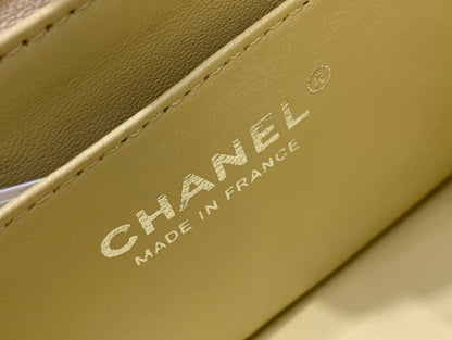 MINI SQUARE FLAP BAG 17CM YELLOW LAMBSKIN SILVER HARDWARE