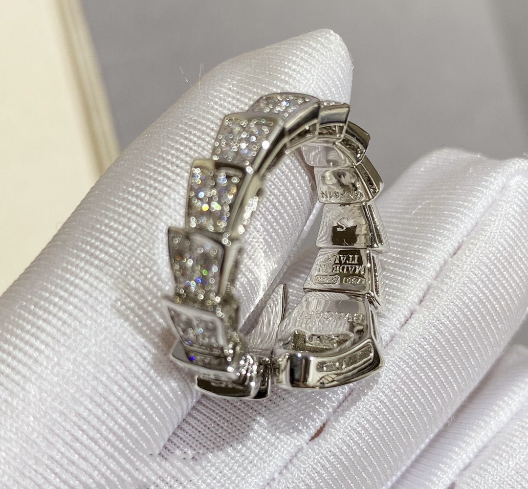 DIANA SERPENTI LARGE RING SILVER DIAMOND PAVED