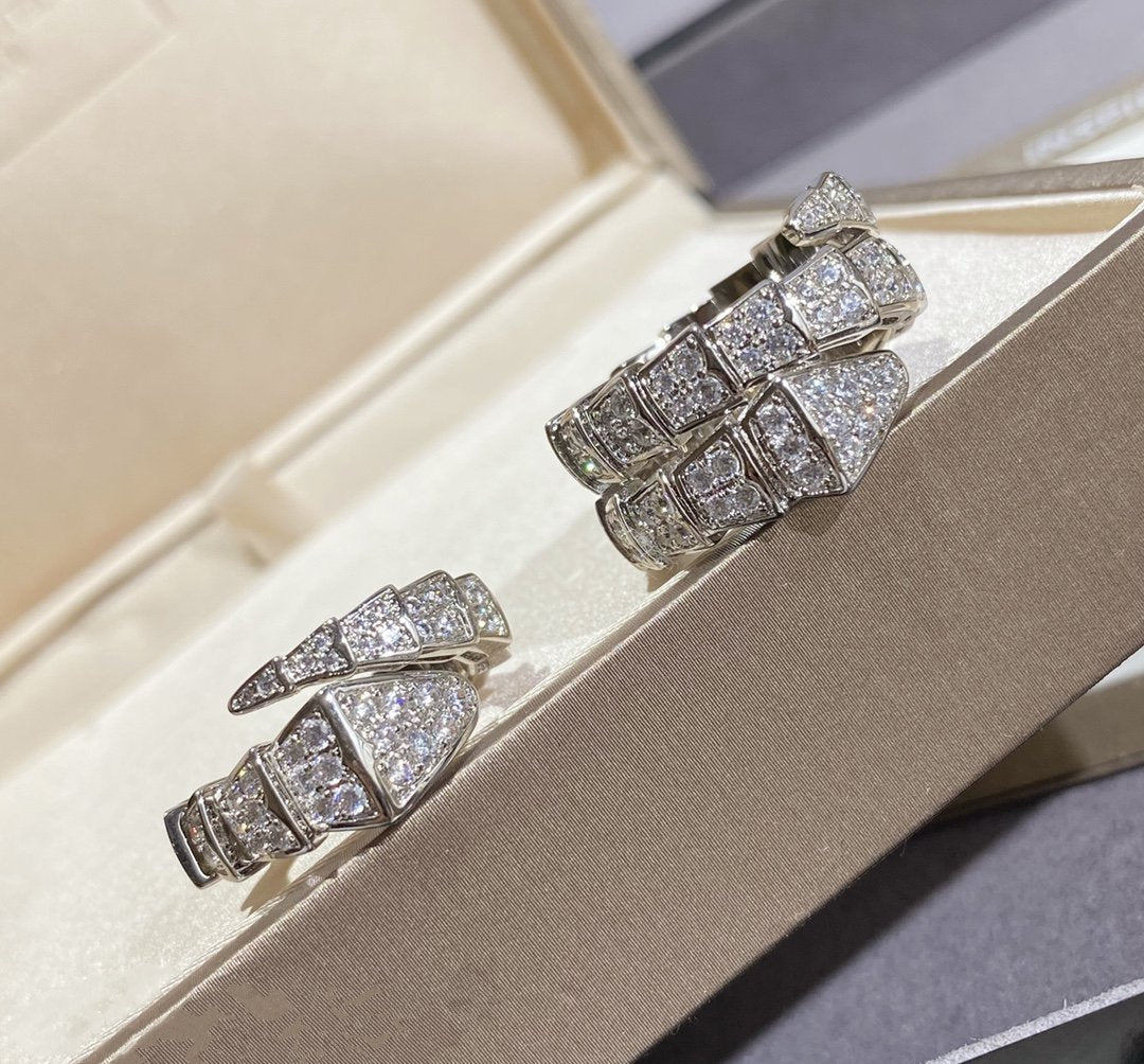 DIANA SERPENTI LARGE RING SILVER DIAMOND PAVED