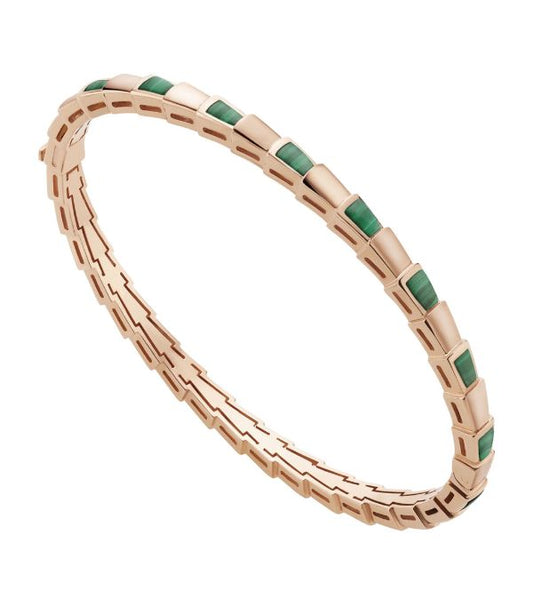 DIANA SERPENTI BRACELET PINK GOLD MALACHITE