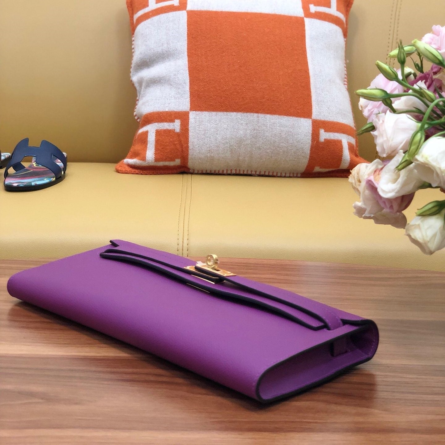 HM Kelly Cut 31cm Purple Swift Leather Ghw