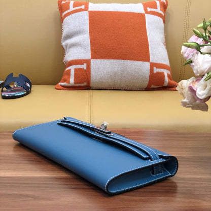 HM Kelly Cut 31cm Blue Swift Leather Shw