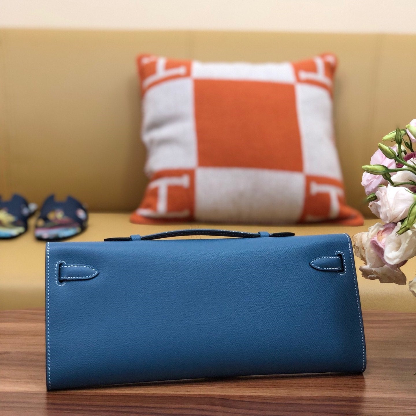 HM Kelly Cut 31cm Blue Swift Leather Ghw