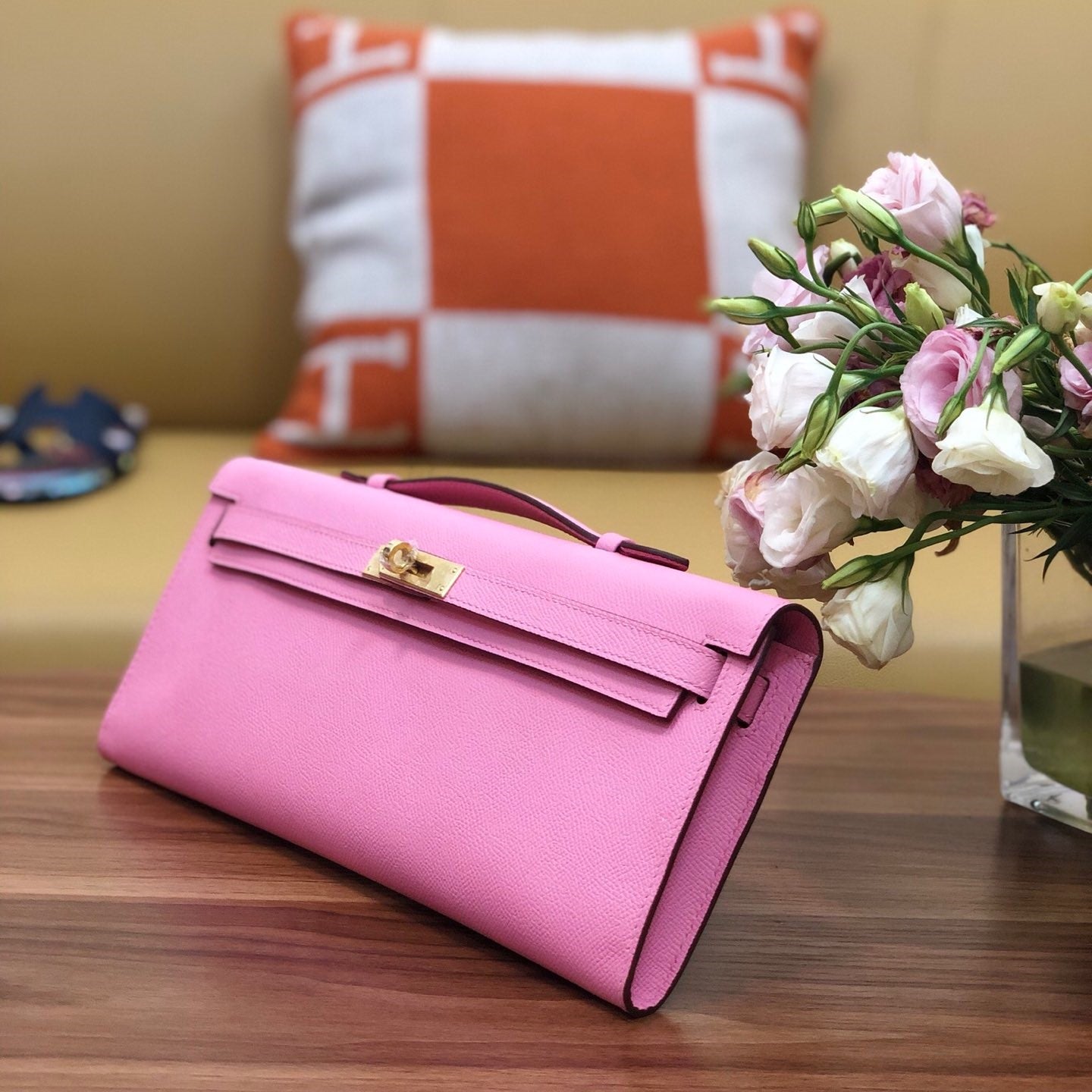 HM Kelly Cut 31cm Light Pink Swift Leather Ghw