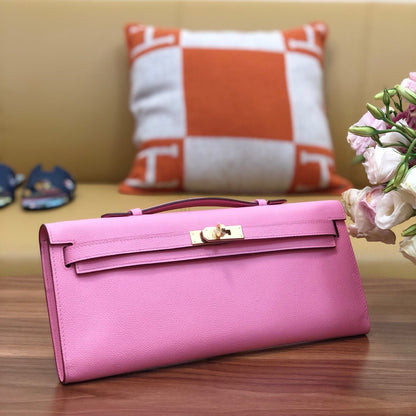 HM Kelly Cut 31cm Light Pink Swift Leather Ghw