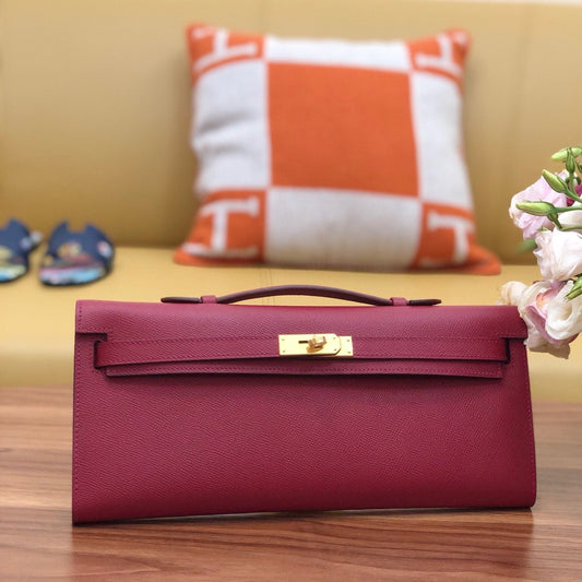 HM Kelly Cut 31cm Brick Swift Leather Ghw