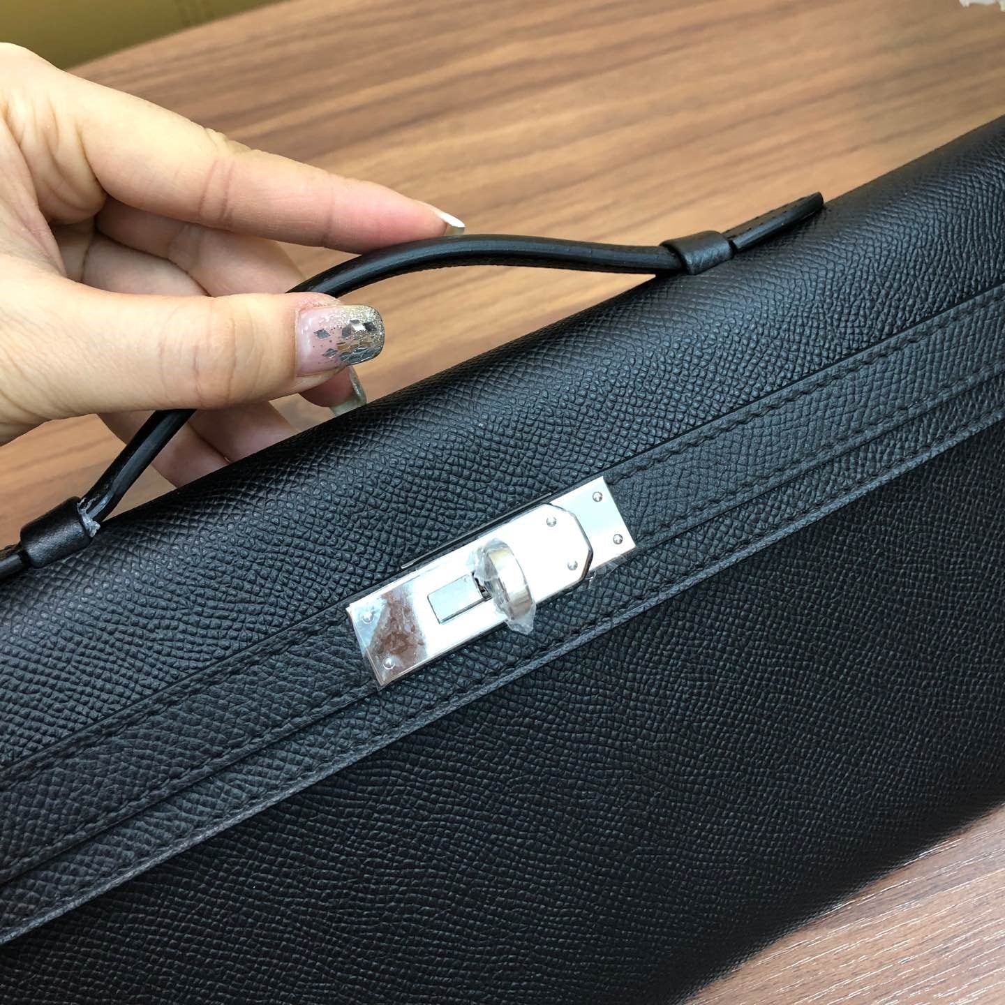 HM Kelly Cut 31cm Black Swift Leather Shw