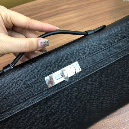 HM Kelly Cut 31cm Black Swift Leather Shw